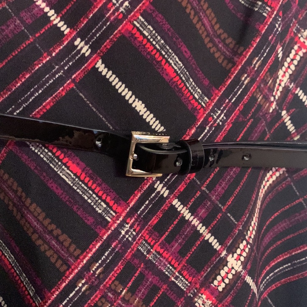 Tommy Hilfiger Burgundy Black Plaid Fit & Flare Belted Midi Dress NWT - Picture 8 of 11